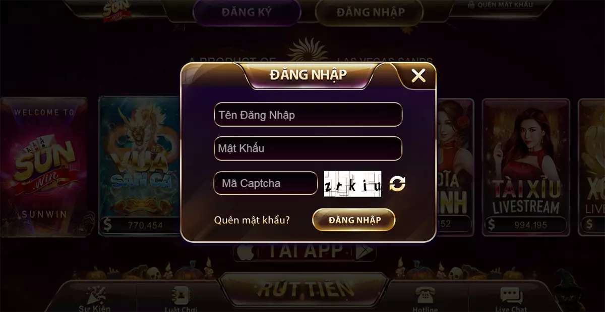 Quy trình các bước đăng nhập Sunwin